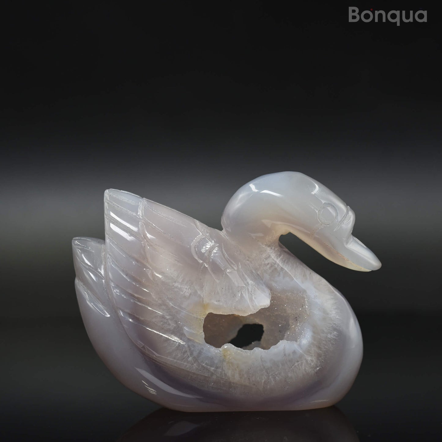 Sculpture cygne en Agate Druse