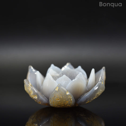 Sculpture Lotus en Agate Druse