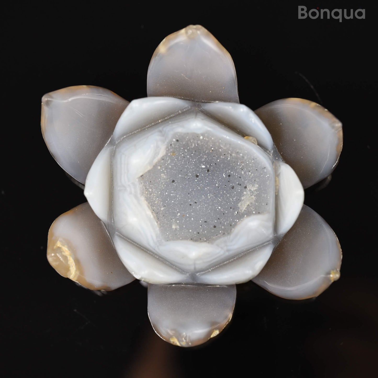 Sculpture Lotus en Agate Druse