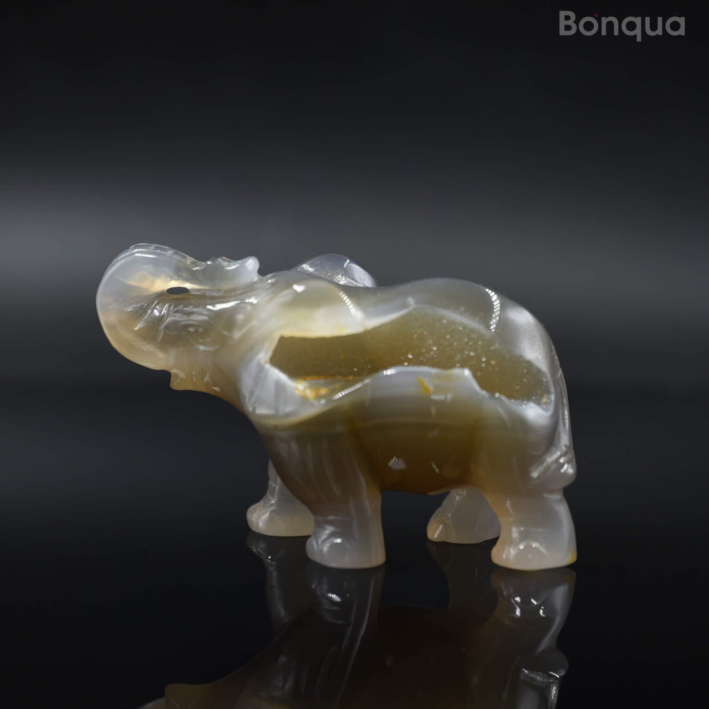 Sculpture Éléphant en Agate Druse