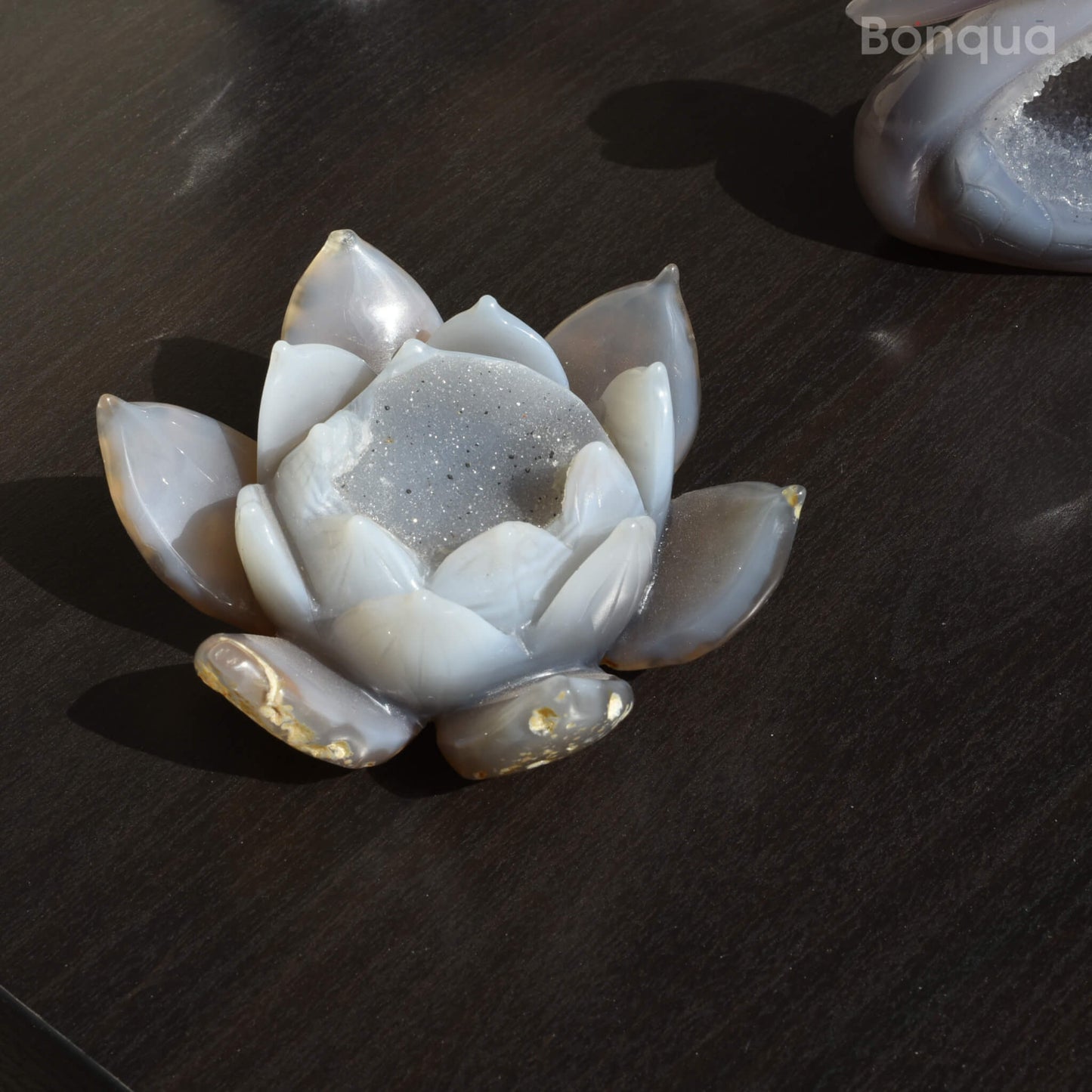 Sculpture Lotus en Agate Druse