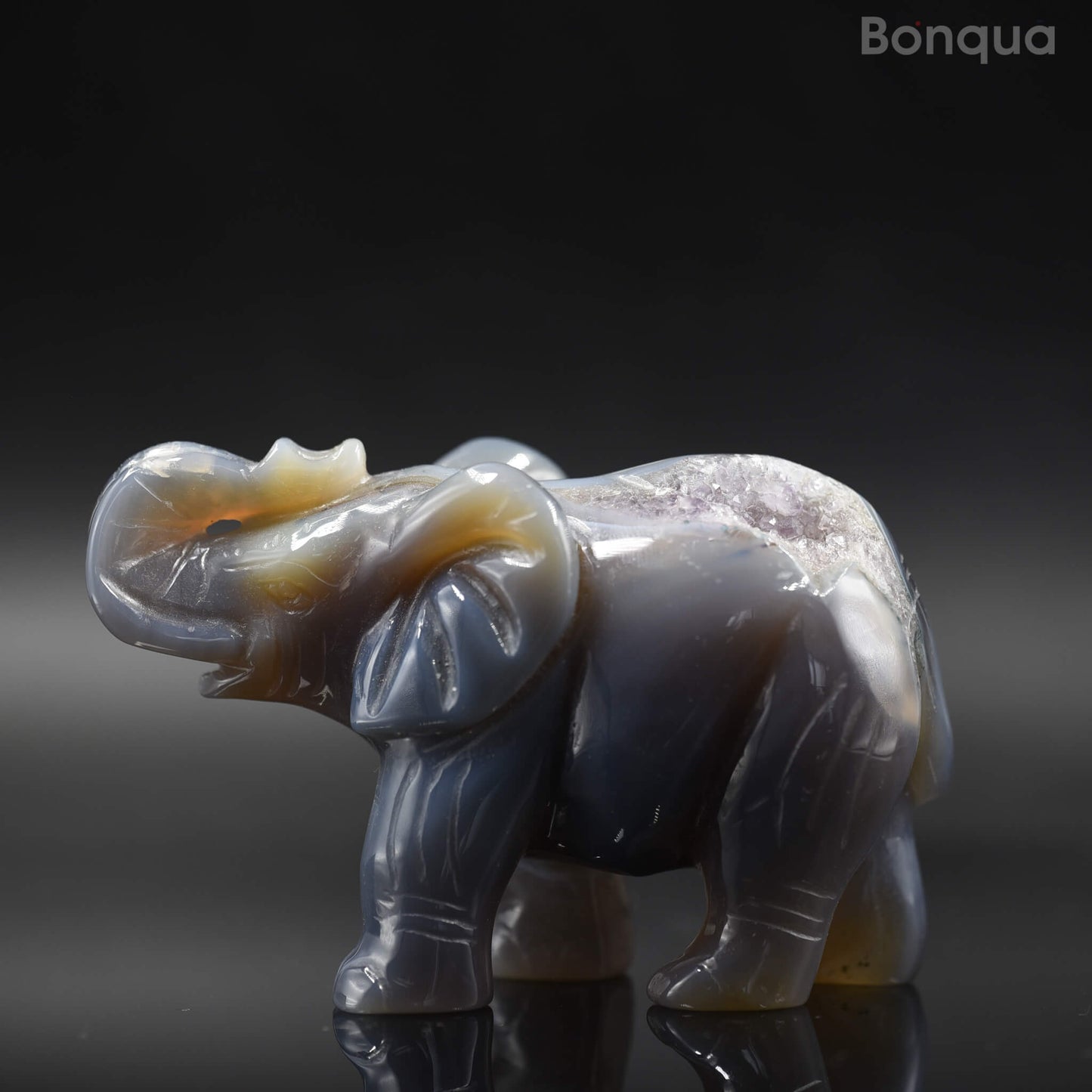 Sculpture Éléphant en Agate Druse