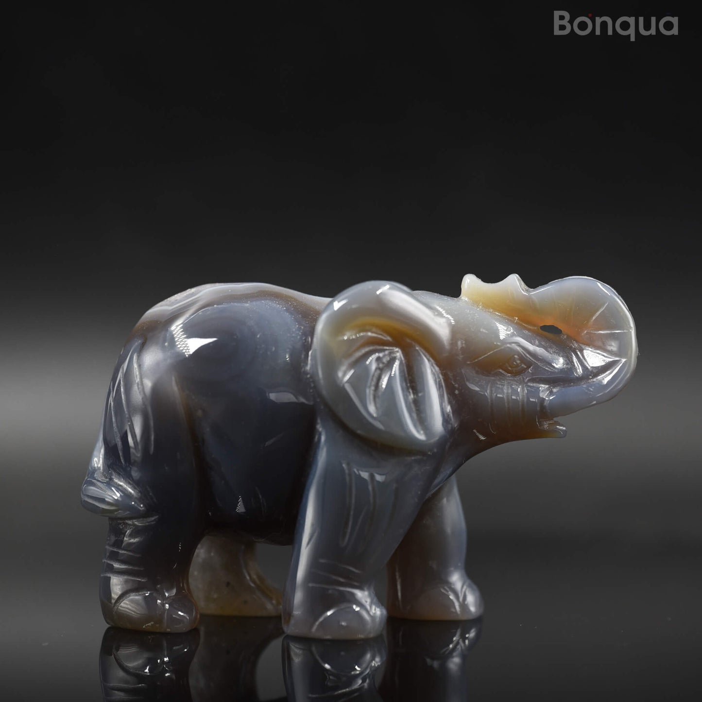 Sculpture Éléphant en Agate Druse