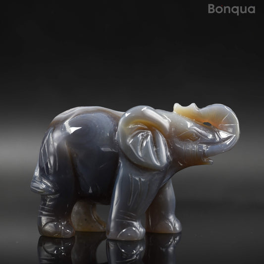 Sculpture Éléphant en Agate Druse