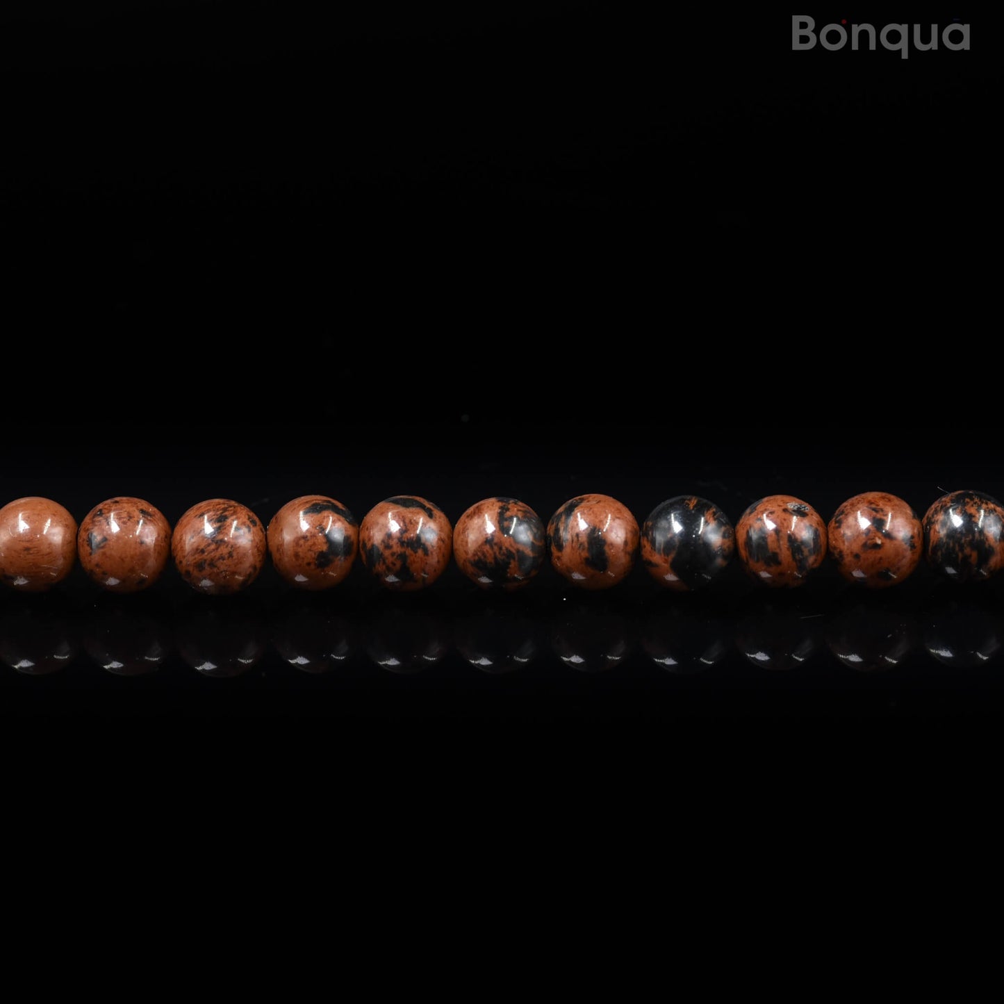 Perles Obsidienne Acajou AA- Ronde