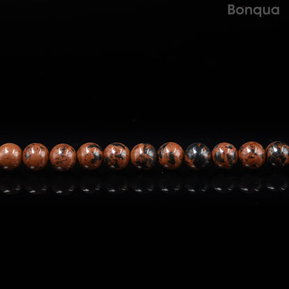 Perles Obsidienne Acajou AA- Ronde