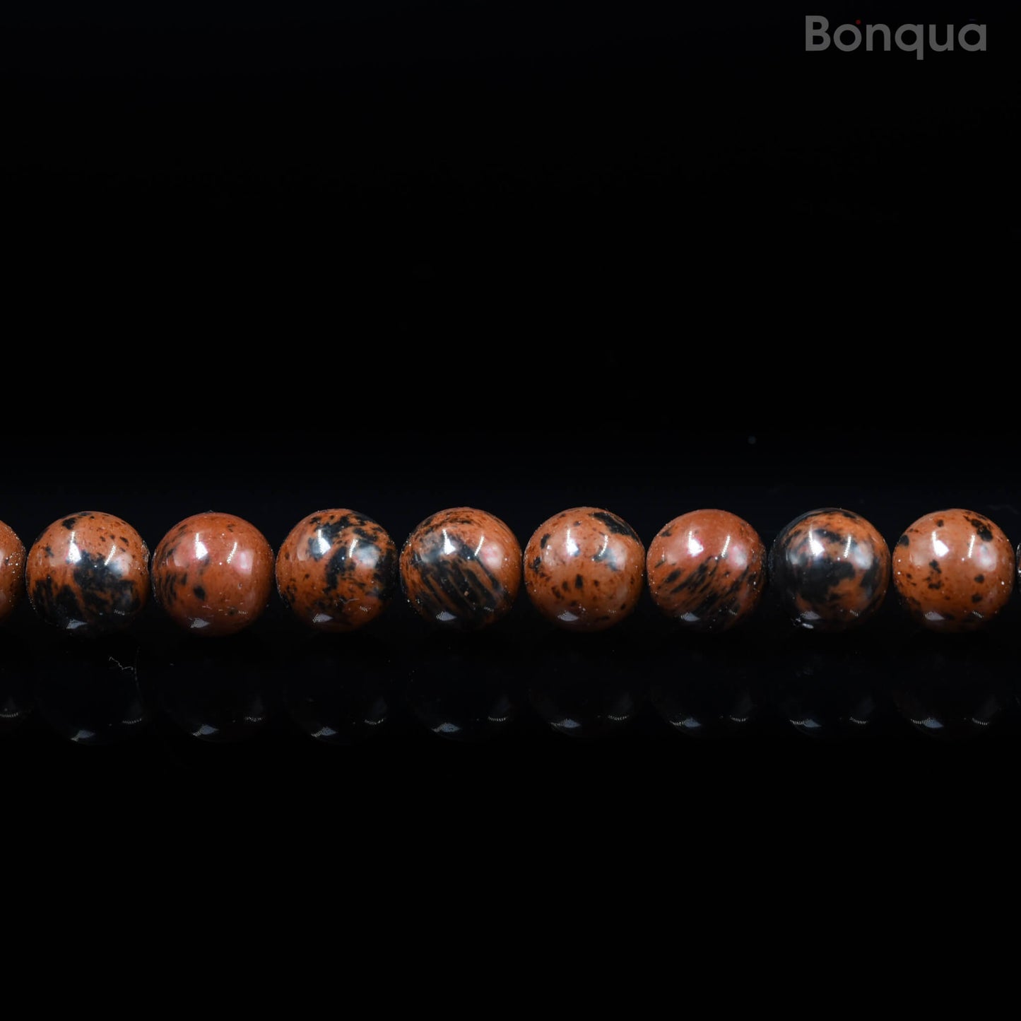 Perles Obsidienne Acajou AA- Ronde