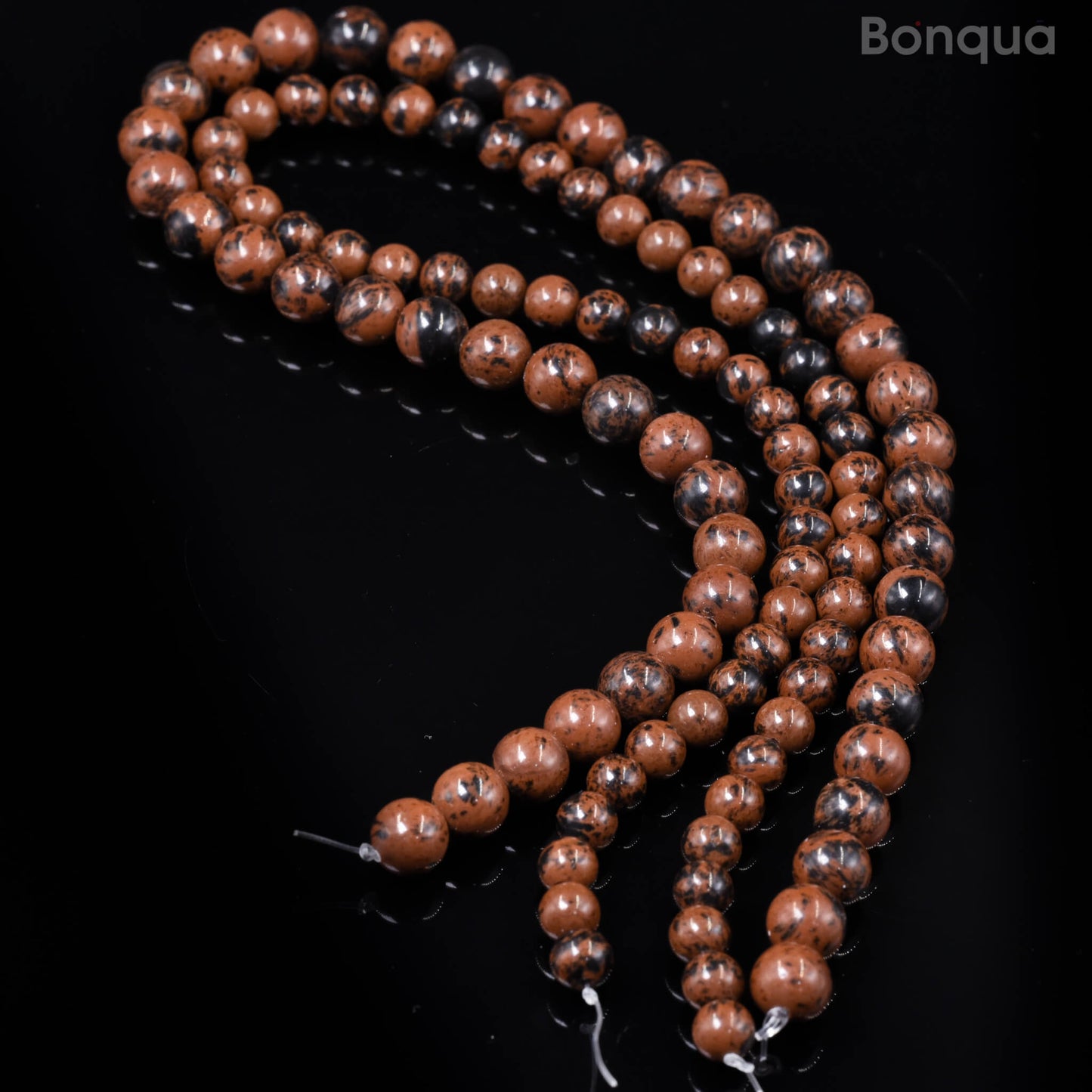 Perles Obsidienne Acajou AA- Ronde