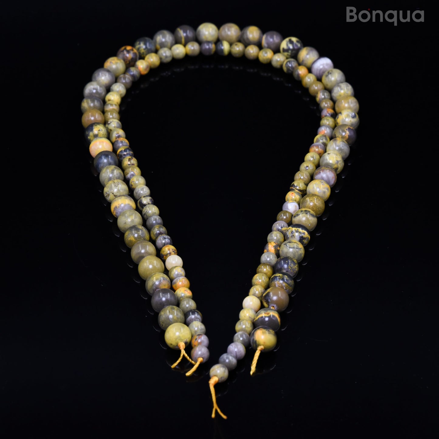 Perles Jaspe Bumble bee AA- Ronde