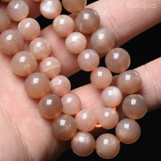 Peach Moonstone Beads AA- Ronde