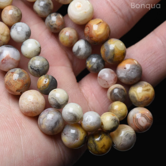 Perles Crazy lace agate AA- Ronde