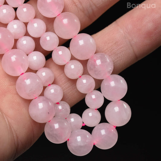 Perles Rose quartz AA- Ronde