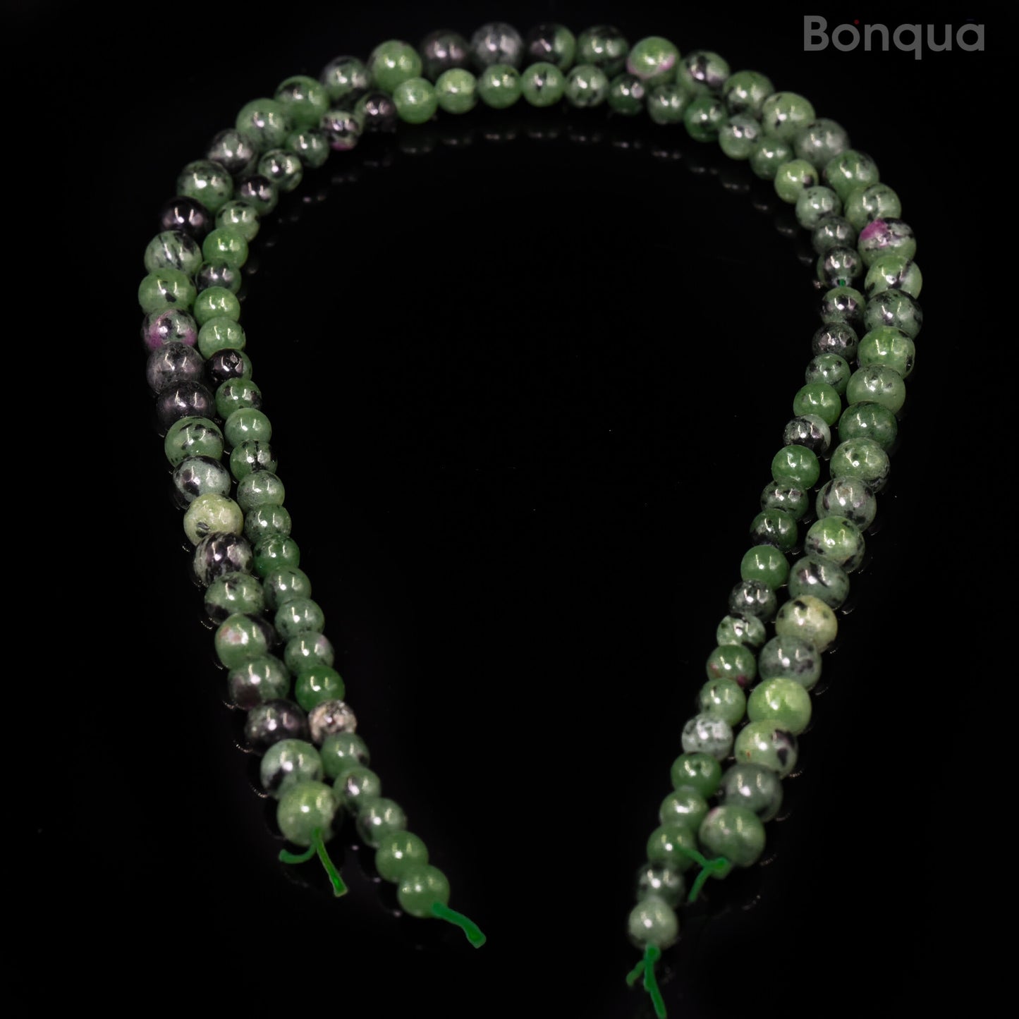 Perles Rubis sur Zoïsite AA- Ronde