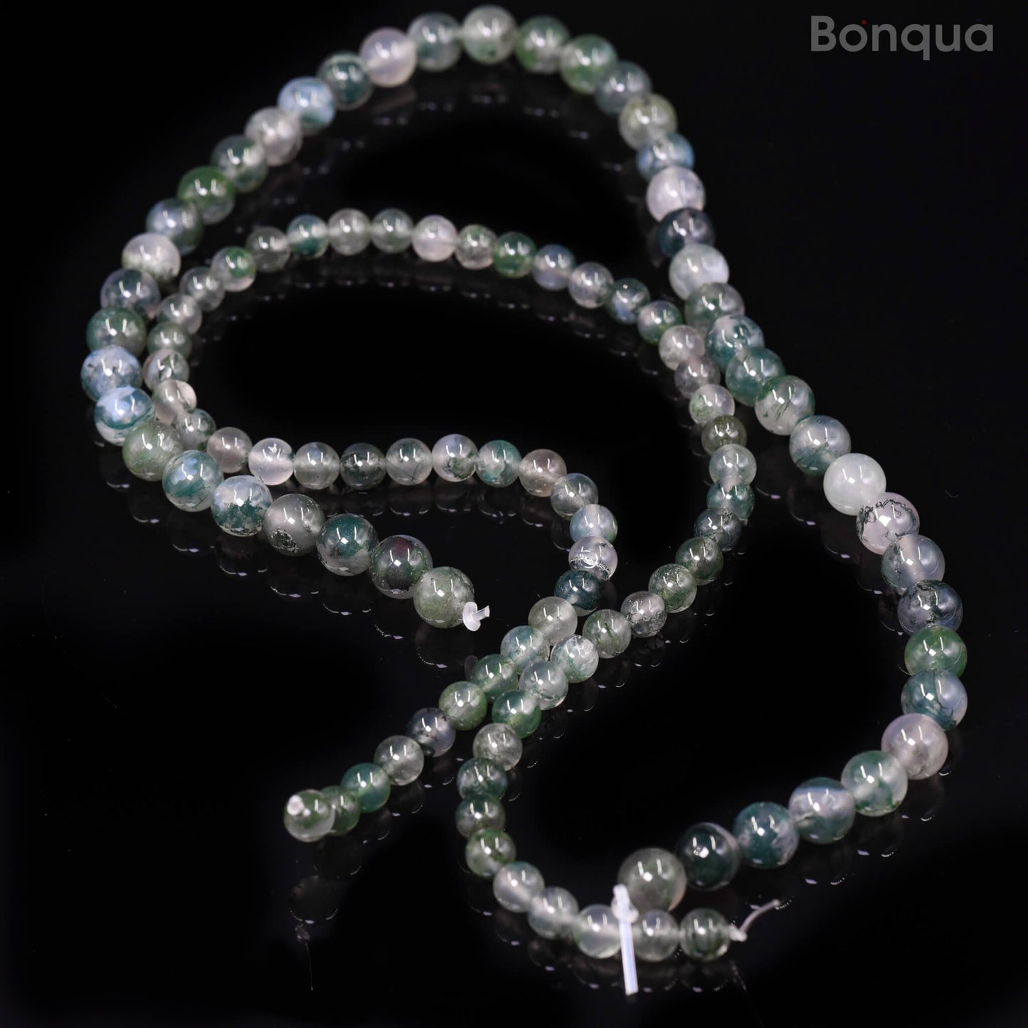 Perles Moss Agate AAA- Ronde