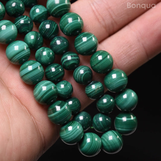Perles Malachite AA- Ronde