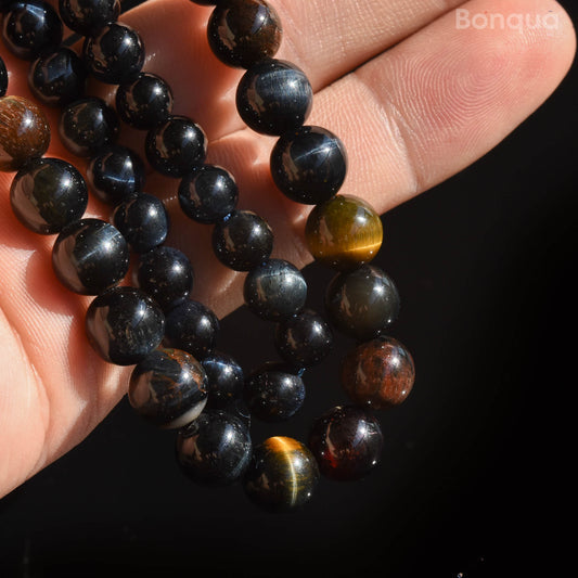 Perles Blue tigre eye AA- Ronde