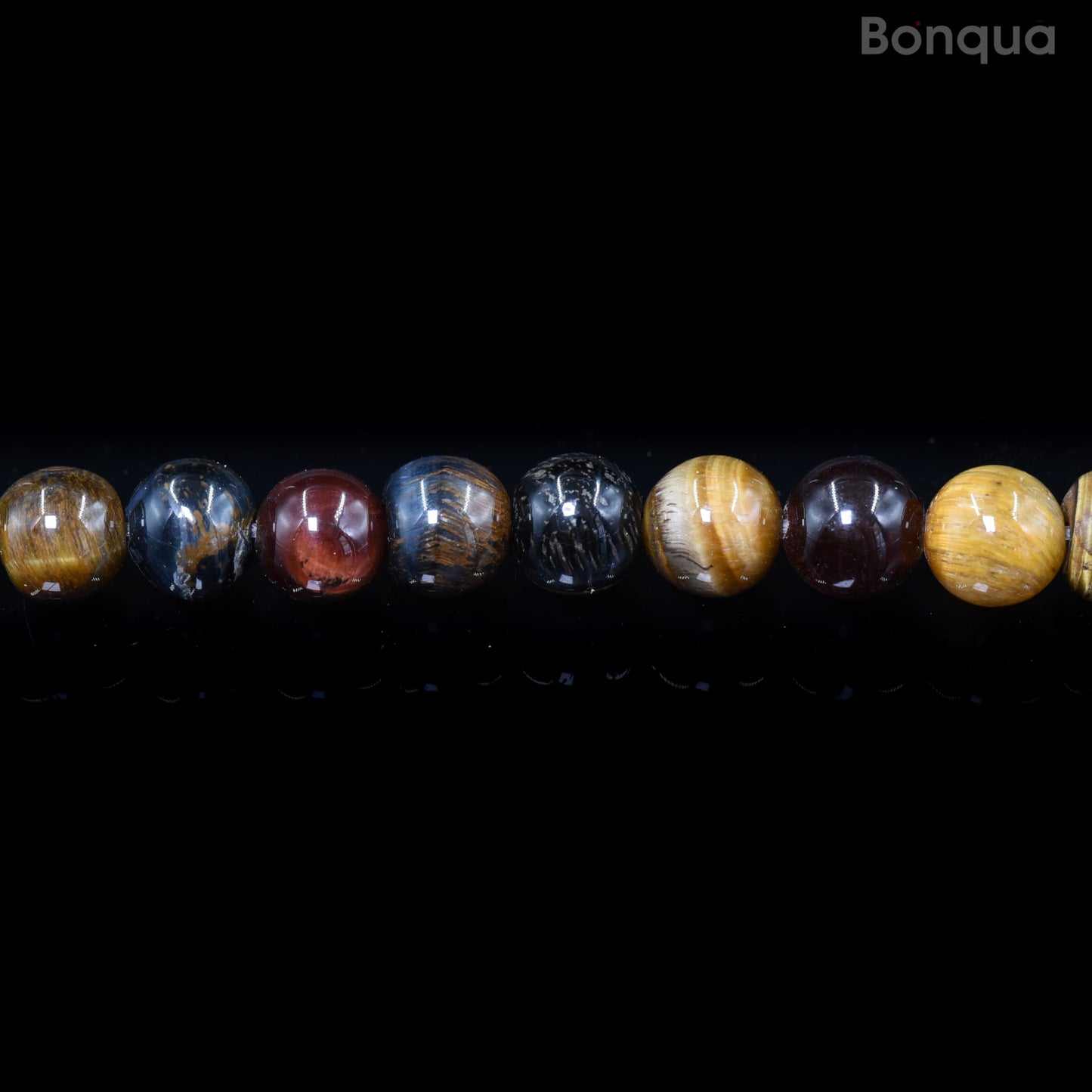 Perles Oeil-de-Tigre  melange AA- Ronde