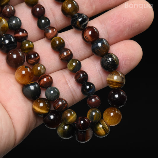 Perles Oeil-de-Tigre  melange AA- Ronde