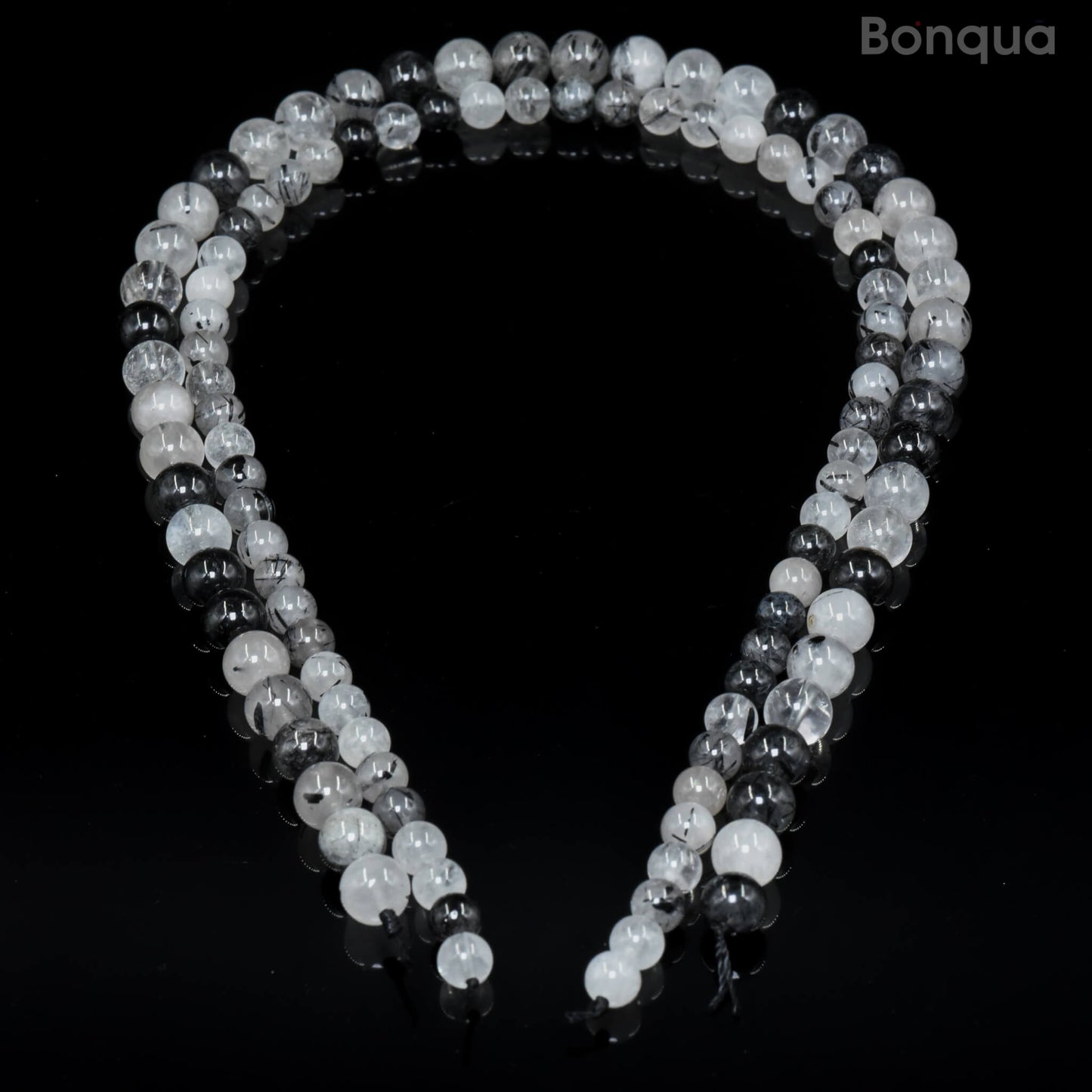 Perles Quartz tourmaline AA- Ronde
