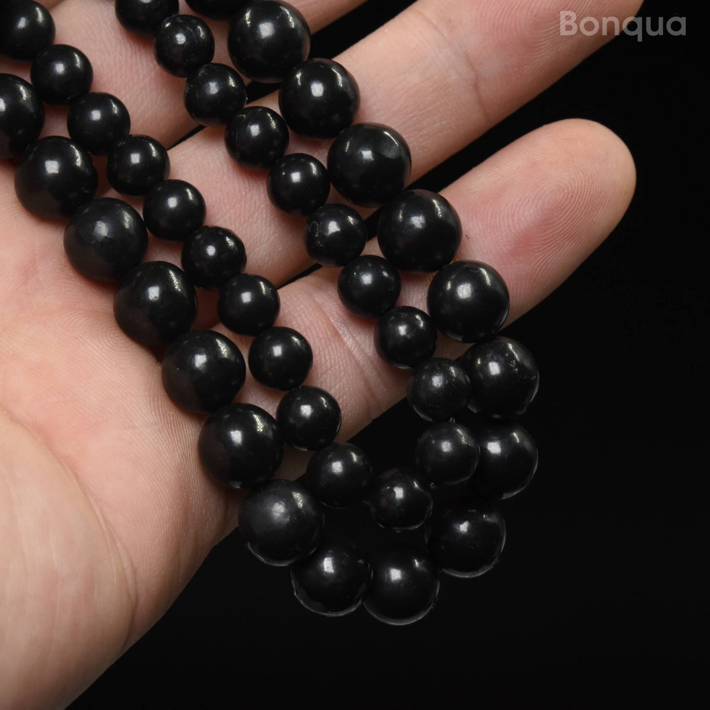 Perles Graphite AAA- Ronde